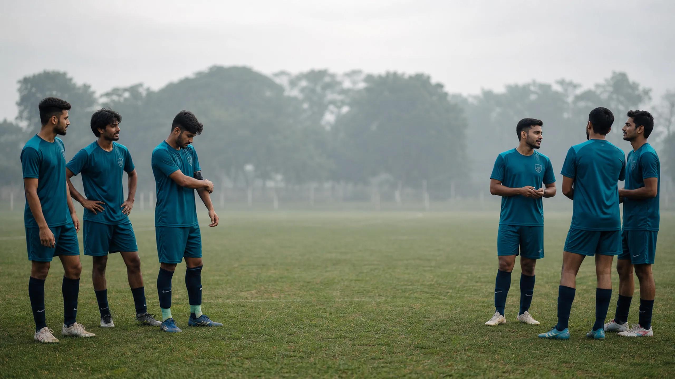 Football team in custom teal kits